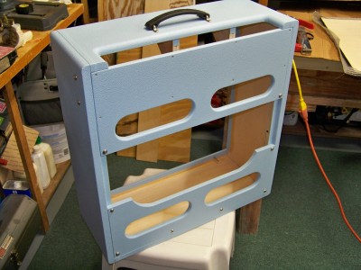 Narrow Panel Style Cab in Baby Blue Tolex