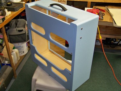 Narrow Panel Style Cab in Baby Blue Tolex
